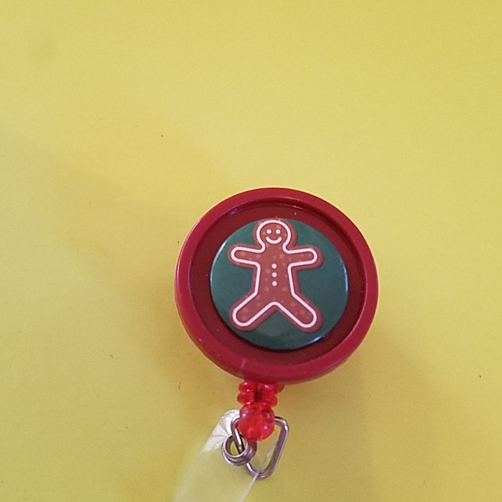 Gingerbread Man Retractable Name Badge Holder
